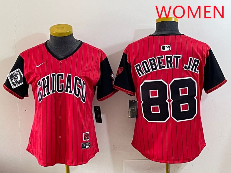 Women 2025 Chicago White Sox #88 Robert jr Red Joint Name Nike MLB Jersey style 28